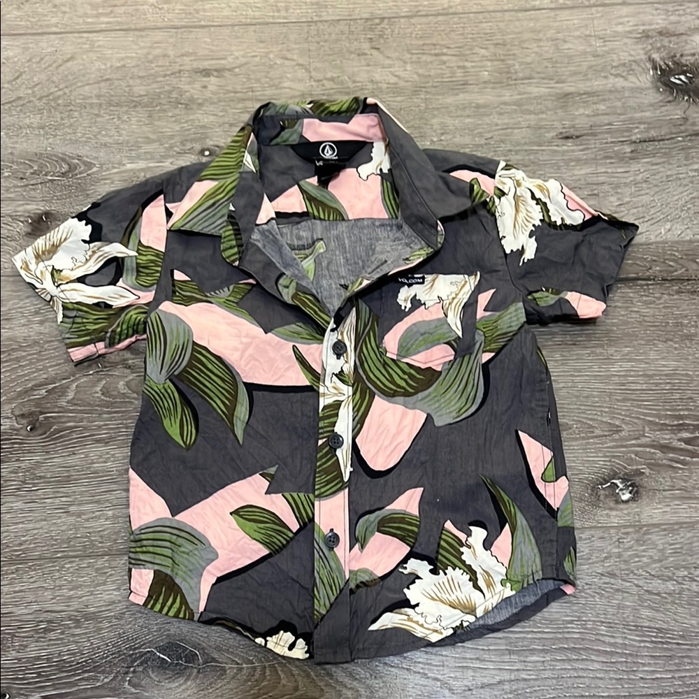 Volcom Tropical Kids Shirt - Pink and Green Floral Design